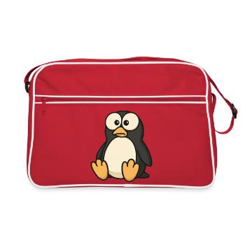 Drôle de pingouin confus aux yeux écarquillés - Sac Retro - rouge/blanc - Devant
