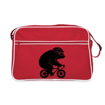 Ours géant sur un minuscule vélo de gravier - Sac Retro - rouge/blanc - Devant