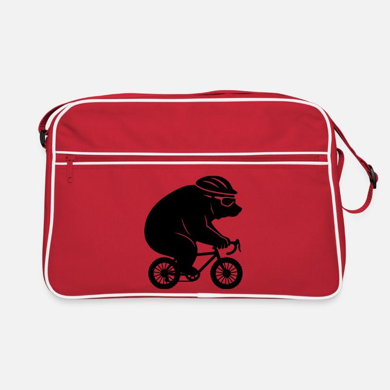 Ours géant sur un minuscule vélo de gravier - Sac Retro - rouge/blanc