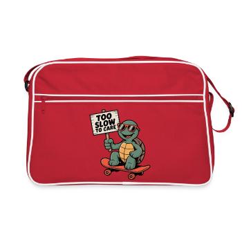 Turtle, Turtle -too slow to care sign - Retro Bag - red/white - Front
