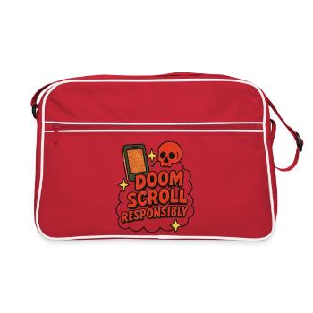 Doomscroll Responsibly Anti-Addiction Design - Retro Bag - red/white - Front