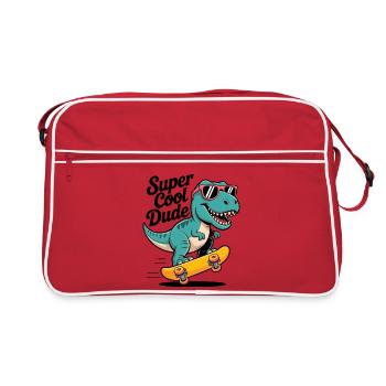 Super Cool Skateboard Dinosaur - Retro Bag - red/white - Front