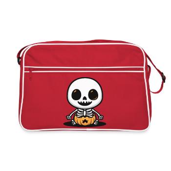 Squelette mignon Halloween - Sac Retro - rouge/blanc - Devant