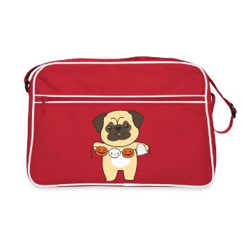 Costume de carlin joyeux Halloween pour chien - Sac Retro - rouge/blanc - Devant