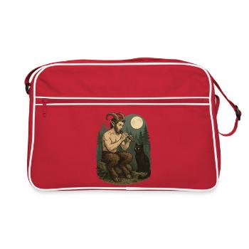 Night Forest Demon Flute Faun - Retro Bag - red/white - Front