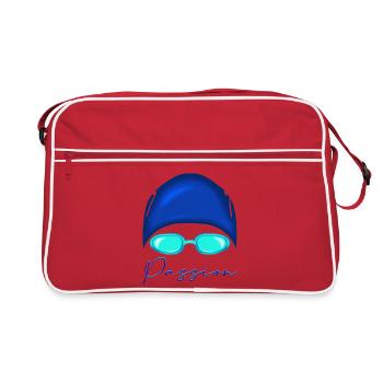 Passion Schwimmen Neon Blau - Retro Tasche - Rot/Weiß - Vorne