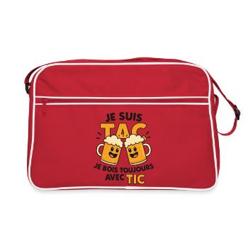 Je suis Tac, Je bois toujours avec Tic - Sac Retro - rouge/blanc - Devant