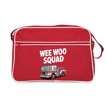Wee Woo Squad Fire Brigade Car Rescuer Saying - Retro Bag - red/white - Front