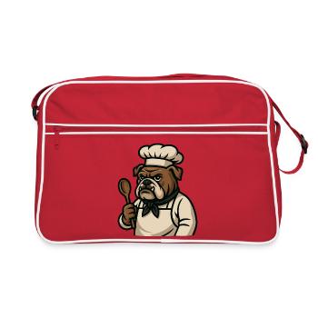 Bulldog Chef tenant cuillère cuisine Mascotte Art - Sac Retro - rouge/blanc - Devant