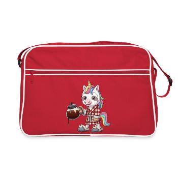 Drôle de café licorne amateur de café en peignoir - Sac Retro - rouge/blanc - Devant