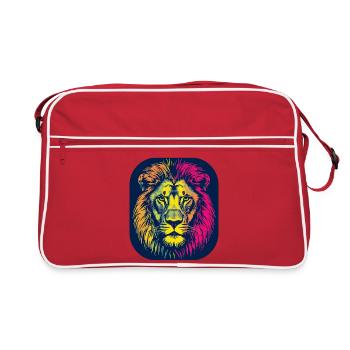 Neon Lion Head Pop Art - Retro Bag - red/white - Front
