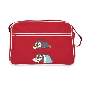 Dessin animé drôle de Pingouin Amant du café - Sac Retro - rouge/blanc - Devant
