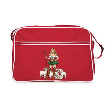 Bergere Dirndl et Agneaux - Sac Retro - rouge/blanc - Devant