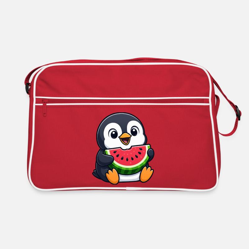 Funny Penguin with Melon Summer Fruit Cartoon Retro Bag
