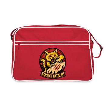 Scratch Attack Wütende Katzenklauen-Design - Retro Tasche - Rot/Weiß - Vorne