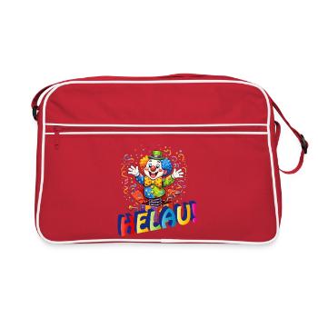 Funny Clown Says HELAU – Carnival Motif - Retro Bag - red/white - Front
