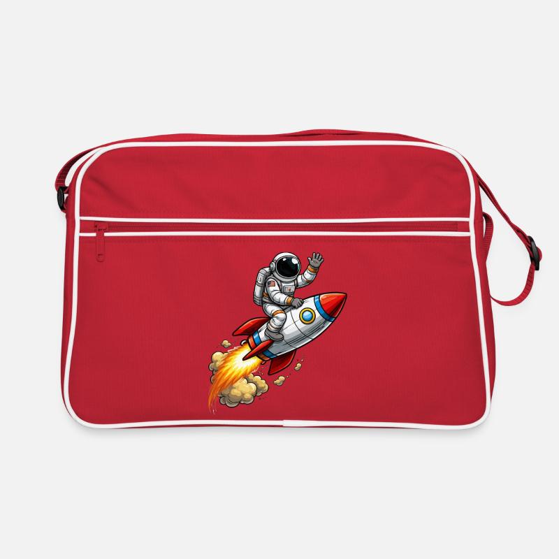 Dessin animé astronaute sur fusée Sac Retro