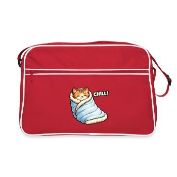 Cuddly cat in winter blanket - Retro Bag - red/white - Front