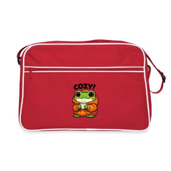 Cozy Frog Pullover Hoodie - Retro Bag - red/white - Front