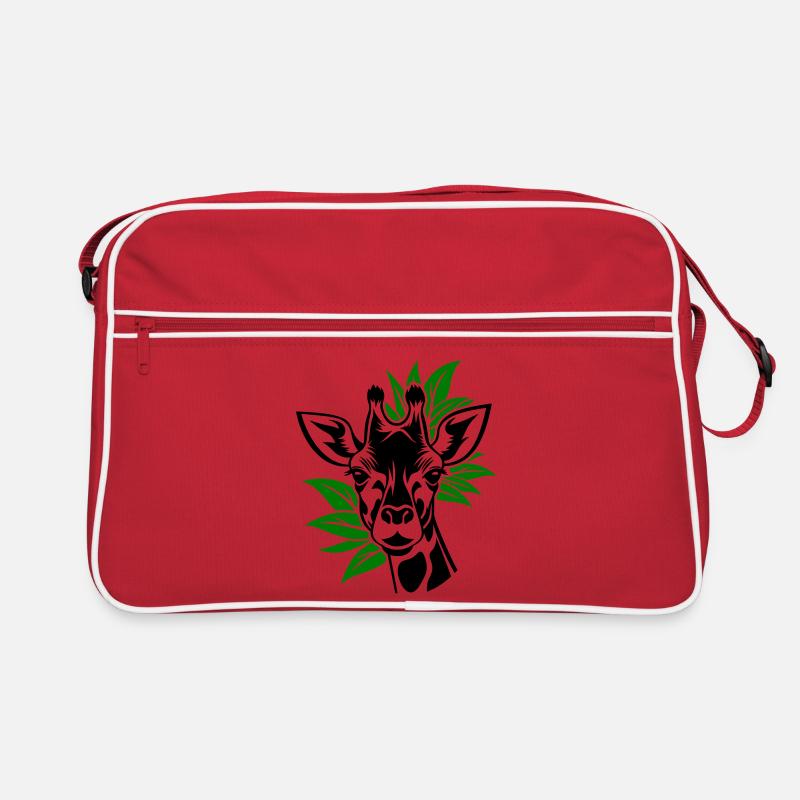 Giraffe mit Blätter im Hintergrund Retro Tasche