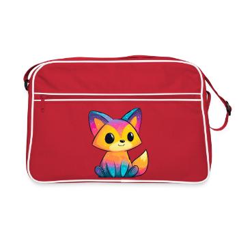 Rainbow Fox Cartoon - Retro Bag - red/white - Front
