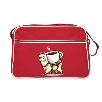 Coffee Llama Carrying Design - Retro Bag - red/white - Front