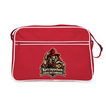Rotkäppchen (Koträppchen) Parodie: Scheiß Märchen - Retro Tasche - Rot/Weiß - Vorne