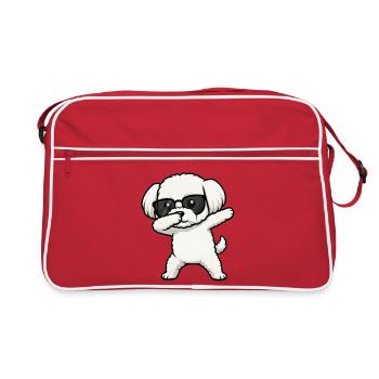 Dabbing Maltese - Retro Bag - red/white - Front