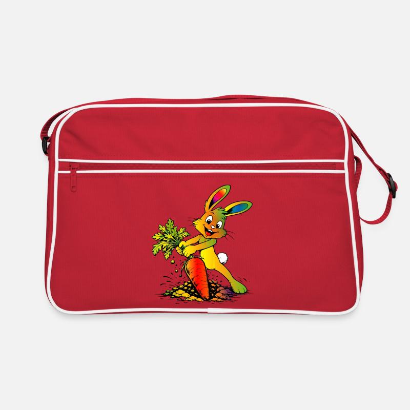 Cartoon Bunny with Carrot Funny Easter Design Retro Bag