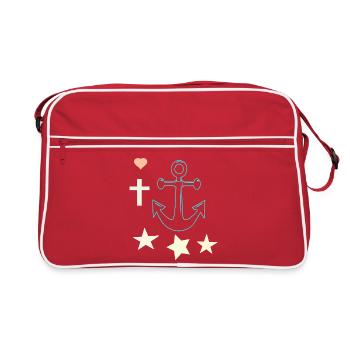 Ancre lumineuse avec des étoiles - Sac Retro - rouge/blanc - Devant