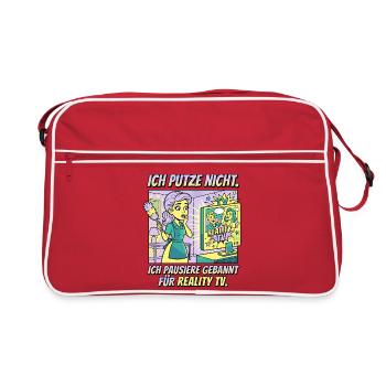 Reality TV Putzpause Humor Design - Retro Tasche - Rot/Weiß - Vorne