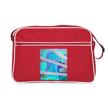Collage à rayures abstraites néon - Sac Retro - rouge/blanc - Devant