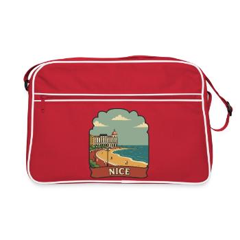 Schönes Frankreich Französische Riviera Retro-Reiseabzeichen - Retro Tasche - Rot/Weiß - Vorne