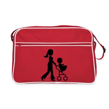 Mom stroller baby - Retro Bag - red/white - Front