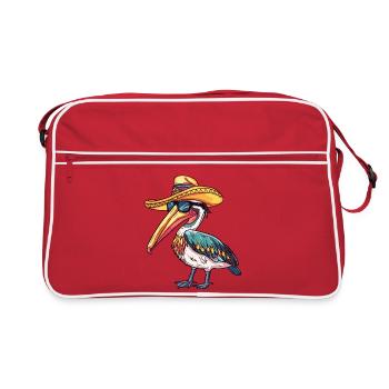 Sombrero drôle d’oiseau pélican - Sac Retro - rouge/blanc - Devant