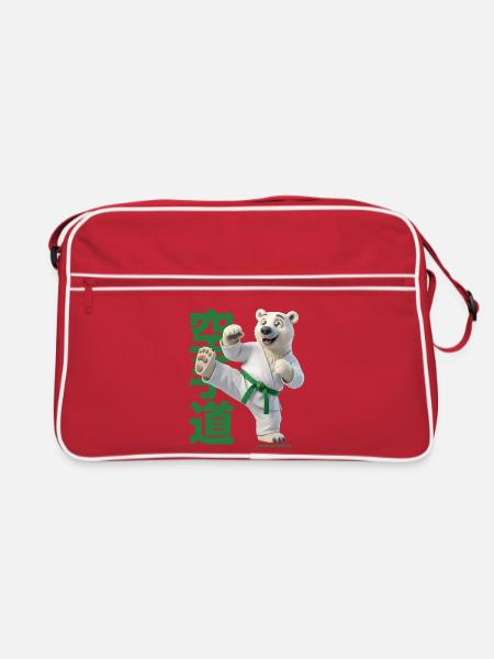 Karate Eisbär - Retro Tasche - Rot/Weiß - Vorne