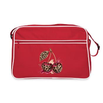 Leoparden-Kirschen | Stylisches Cherry Design  - Retro Tasche - Rot/Weiß - Vorne