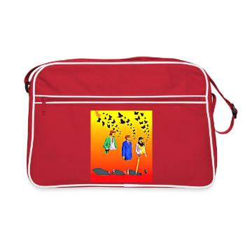 Congolese Sappers and Flying Butterflies - Retro Bag - red/white - Front