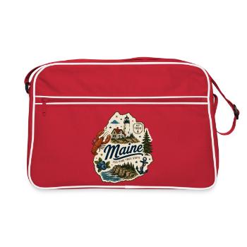 Autocollant côtier vintage de l’État de pin du Maine - Sac Retro - rouge/blanc - Devant