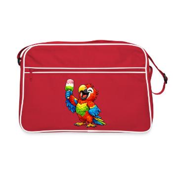 Perroquet avec une glace - Sac Retro - rouge/blanc - Devant