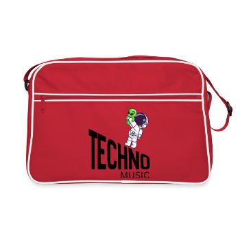 Cosmic Cute Alien on Astronaut - Retro Bag - red/white - Front