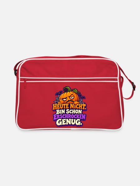 Heute nicht. Bin schon erschrocken genug - Retro Tasche - Rot/Weiß