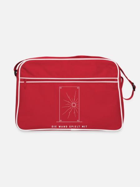 Die Wand spielt mit Squash Padel Sport T-Shirt - Retro Tasche - Rot/Weiß