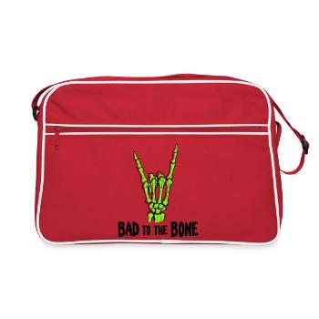 Bad to the Bone Skeleton Rock - Retro Tasche - Rot/Weiß - Vorne