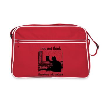 I Do Not Think... I Do Not Am Schwarze Katze - Retro Tasche - Rot/Weiß - Vorne