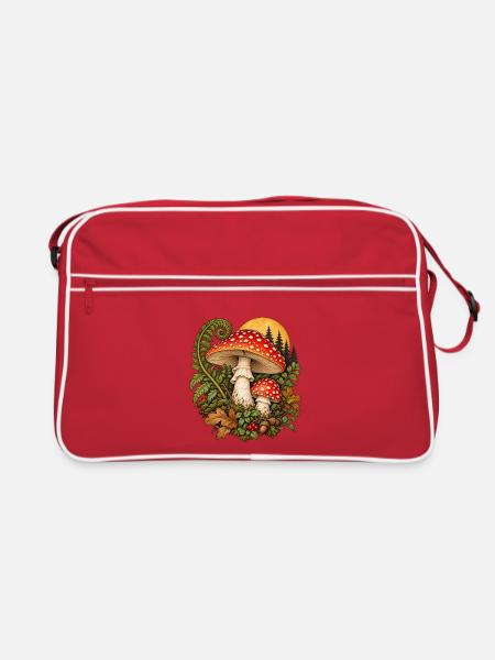 Fliegenpilz im Märchenwald - Retro Tasche - Rot/Weiß