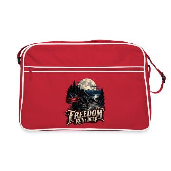 RobVibe Motorrad bei Mondschein Freedom Runs Deep - Retro Tasche - Rot/Weiß - Vorne