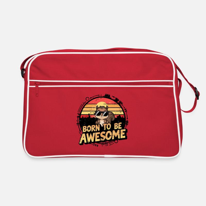 Lustiges Eichhörnchen Tiermotiv - Retro Tasche - Rot/Weiß