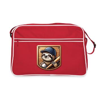 Coole Faultier Pitcher Sport Baseball Design - Retro Tasche - Rot/Weiß - Vorne
