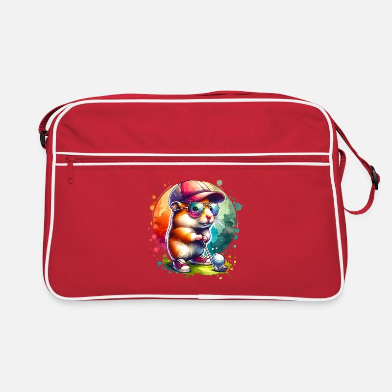 Drôle de golfeur hamster sur le terrain de golf Sac Retro